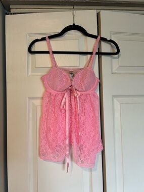 Victoria's Secret Bubblegum Pink Lace Babydoll